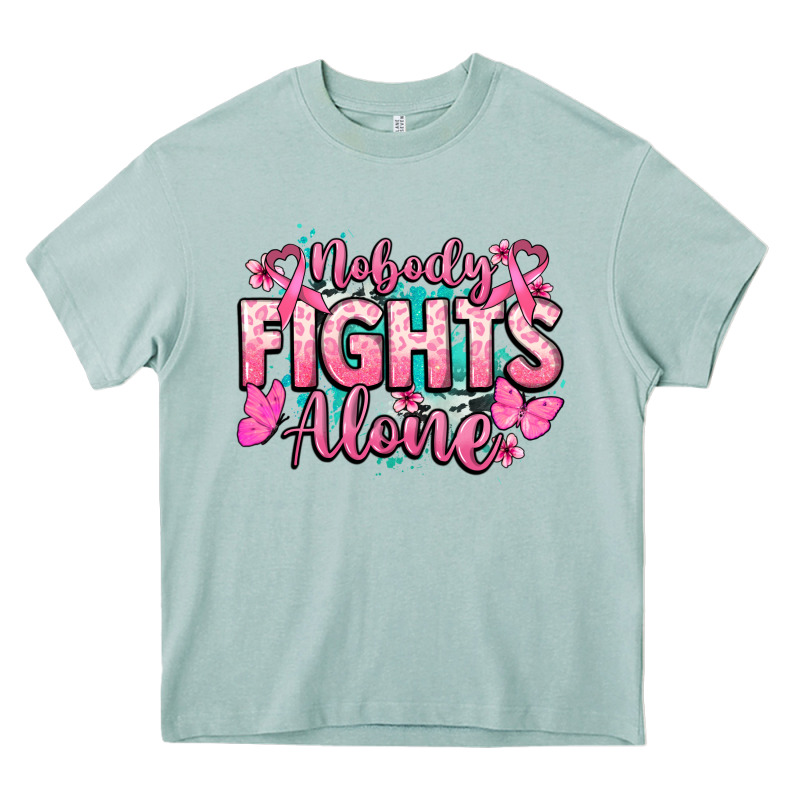 Nobody Fights Alone Cancer Awareness Heavy Core Tee by HowdyJamesFarm | Teevron