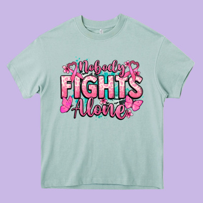 Nobody Fights Alone Cancer Awareness Heavy Core Tee Designed By Howdyjamesfarm