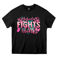 Black Nobody fights alone Cancer Awareness Heavy Core Tee - HowdyJamesFarm