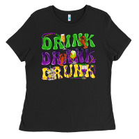 Black Drink drank drunk Mardi Gras Ladies Tee - HowdyJamesFarm