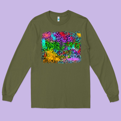 Colorful Leopard Background Long Sleeve Tee Designed By Ranaportraitstore