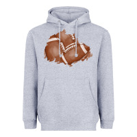 Heather Grey football patch Heavyweight Hoodie - AdoDesignShop