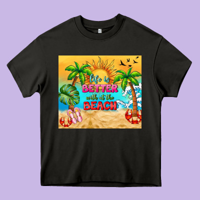 Life Is Better With At The Beach Heavy Core Tee Designed By Tumblerdesignbyshophia
