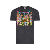 Vintage Black Happy Easter bunnys Vintage Tee - OliviaCreatesArt