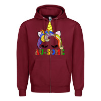 Burgundy autism au some  unicorn Zipper Hoodie - AdoDesignShop