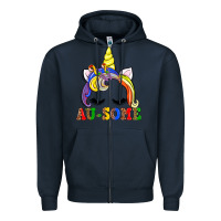 Navy autism au some  unicorn Zipper Hoodie - AdoDesignShop