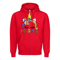 Red autism au some  unicorn Zipper Hoodie - AdoDesignShop