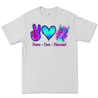 Dove Grey Peace Love Mermaid Premium Tee - Jasminsmagicworld