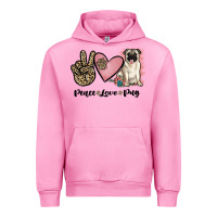 Fuchsia Pink peace love pug Urban Hoodie - JahusDesignShop