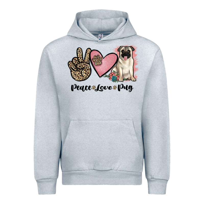 Peace Love Pug Urban Hoodie by JahusDesignShop | Teevron