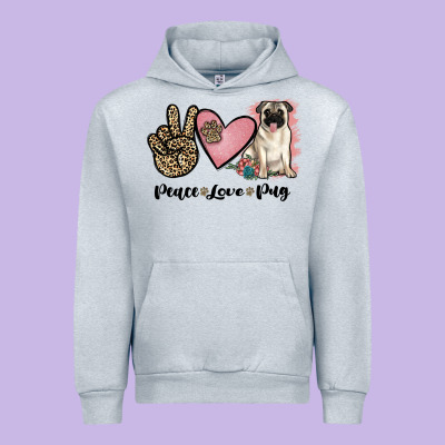 Peace Love Pug Urban Hoodie Designed By Jahusdesignshop