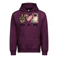 Mauve Wine peace love pug Urban Hoodie - JahusDesignShop