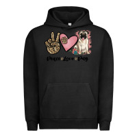 Pigment Black peace love pug Urban Hoodie - JahusDesignShop