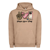 Pigment Burro peace love pug Urban Hoodie - JahusDesignShop