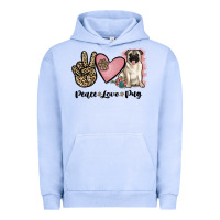 Pigment Grape Ice peace love pug Urban Hoodie - JahusDesignShop