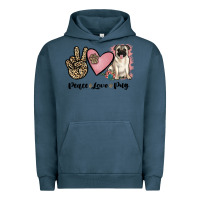 Pigment Midnight Navy peace love pug Urban Hoodie - JahusDesignShop