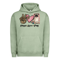 Pigment Oil Green peace love pug Urban Hoodie - JahusDesignShop