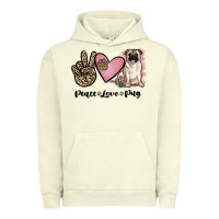 Pigment Pistachio peace love pug Urban Hoodie - JahusDesignShop