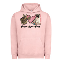 Pigment Salmon peace love pug Urban Hoodie - JahusDesignShop