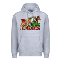 Heather Grey all the jingle ladies christmas horses Premium Hoodie - LillyAllenDesigns