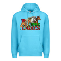 Ocean Blue all the jingle ladies christmas horses Premium Hoodie - LillyAllenDesigns