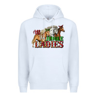 White all the jingle ladies christmas horses Premium Hoodie - LillyAllenDesigns