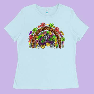 Mardi Gras Rainbow Ladies Tee Designed By Howdyjamesfarm