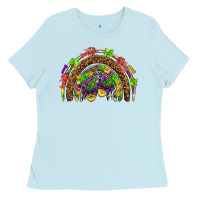 Baby Blue Mardi Gras rainbow Ladies Tee - HowdyJamesFarm