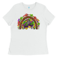 White Mardi Gras rainbow Ladies Tee - HowdyJamesFarm