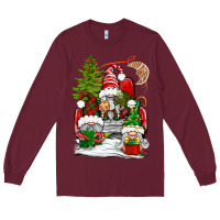 Burgundy christmas gnome truck Long Sleeve Tee - BundleAndBundleShop