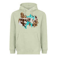 Matcha cowhide leopard turquoise patch Heavyweight Hoodie - AdoDesignShop