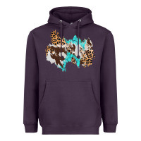 Plum cowhide leopard turquoise patch Heavyweight Hoodie - AdoDesignShop