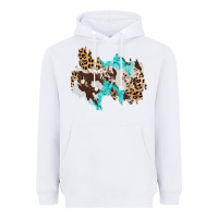White cowhide leopard turquoise patch Heavyweight Hoodie - AdoDesignShop