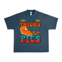 Midnight Navy Thick Thighs&Pecan Pies Urban Heavy Tee - FaDigitalArtStudio