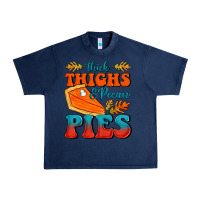 Navy Thick Thighs&Pecan Pies Urban Heavy Tee - FaDigitalArtStudio