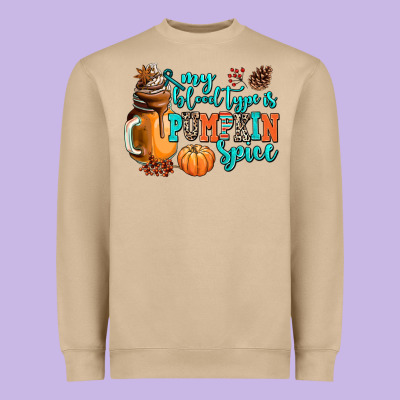 My Blood Type Is Pumpkin Spice Heavyweight Sweatshirt Designed By Adodesignshop