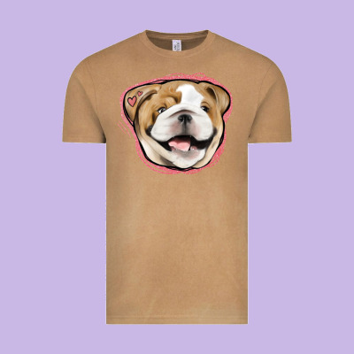 Bulldog Pink Glitter Vintage Tee Designed By Jasminsmagicworld