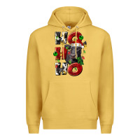 Antique Gold Christmas ho ho ho black angus Premium Hoodie - LillyAllenDesigns