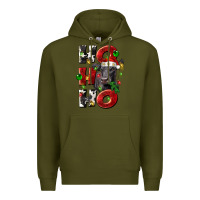 Army Green Christmas ho ho ho black angus Premium Hoodie - LillyAllenDesigns