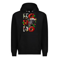 Black Christmas ho ho ho black angus Premium Hoodie - LillyAllenDesigns
