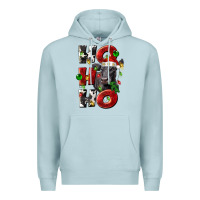 Blue Mist Christmas ho ho ho black angus Premium Hoodie - LillyAllenDesigns