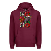 Burgundy Christmas ho ho ho black angus Premium Hoodie - LillyAllenDesigns
