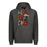 Charcoal Heather Christmas ho ho ho black angus Premium Hoodie - LillyAllenDesigns