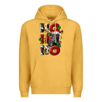 Mustard Christmas ho ho ho black angus Premium Hoodie - LillyAllenDesigns