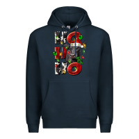 Navy Christmas ho ho ho black angus Premium Hoodie - LillyAllenDesigns