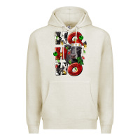 Oatmeal Heather Christmas ho ho ho black angus Premium Hoodie - LillyAllenDesigns