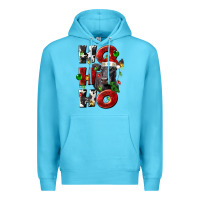 Ocean Blue Christmas ho ho ho black angus Premium Hoodie - LillyAllenDesigns
