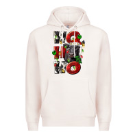 Pale Pink Christmas ho ho ho black angus Premium Hoodie - LillyAllenDesigns