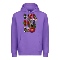Purple Christmas ho ho ho black angus Premium Hoodie - LillyAllenDesigns