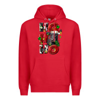Red Christmas ho ho ho black angus Premium Hoodie - LillyAllenDesigns